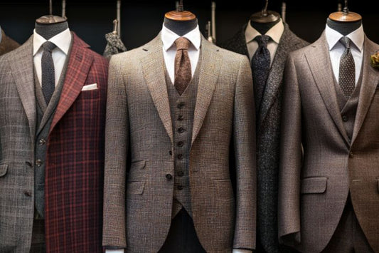 different types of suits lined up