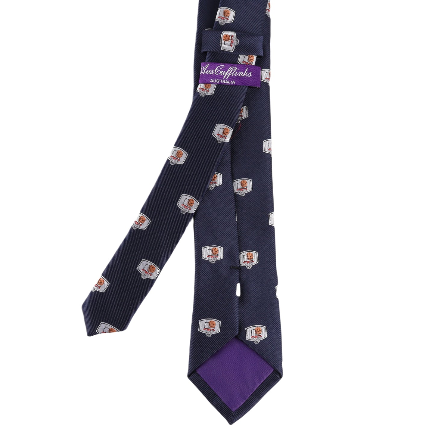 Slim basketball backboard patterned tie – fun sports accessory for players and fans