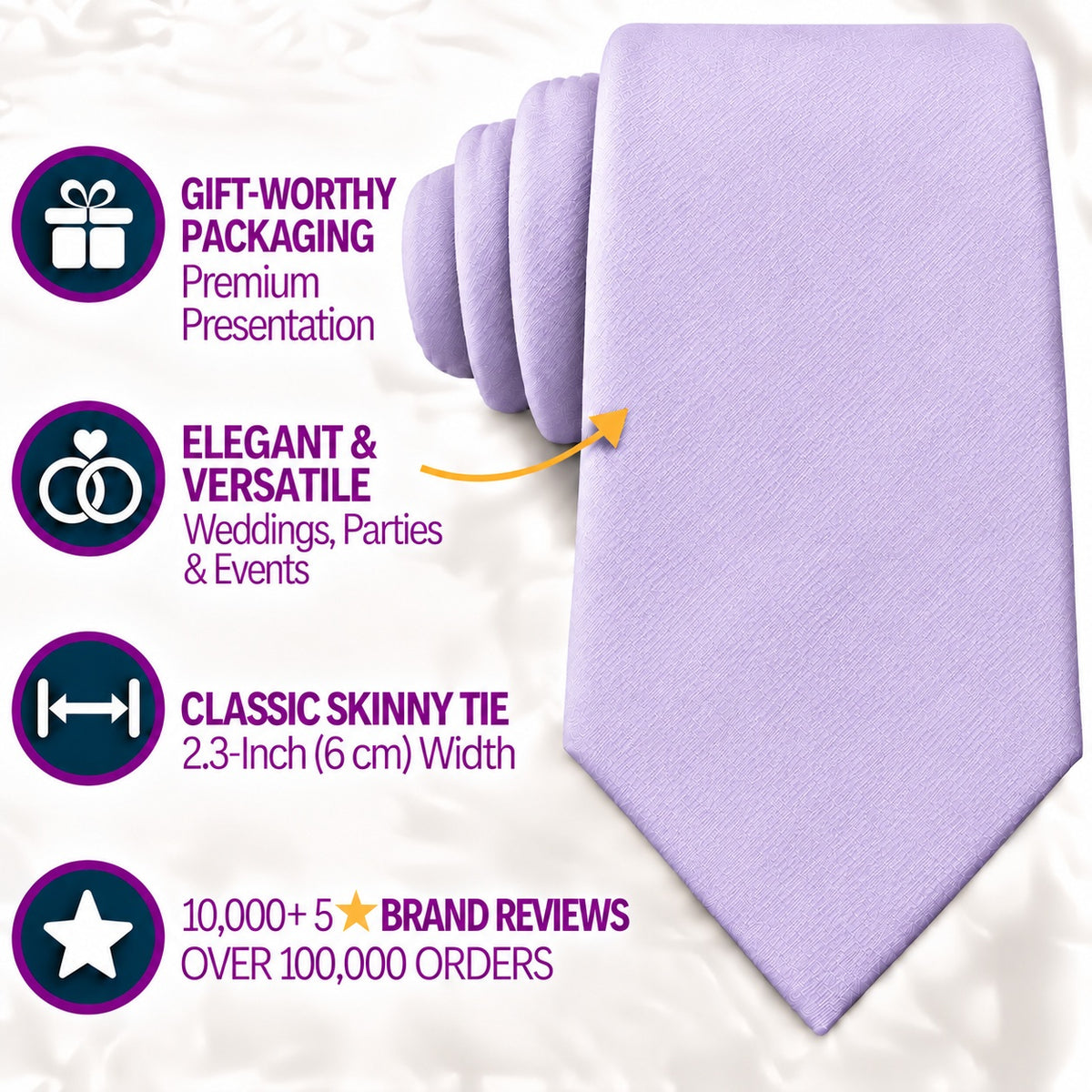 Blush Purple Skinny Necktie and Pocket Square Set