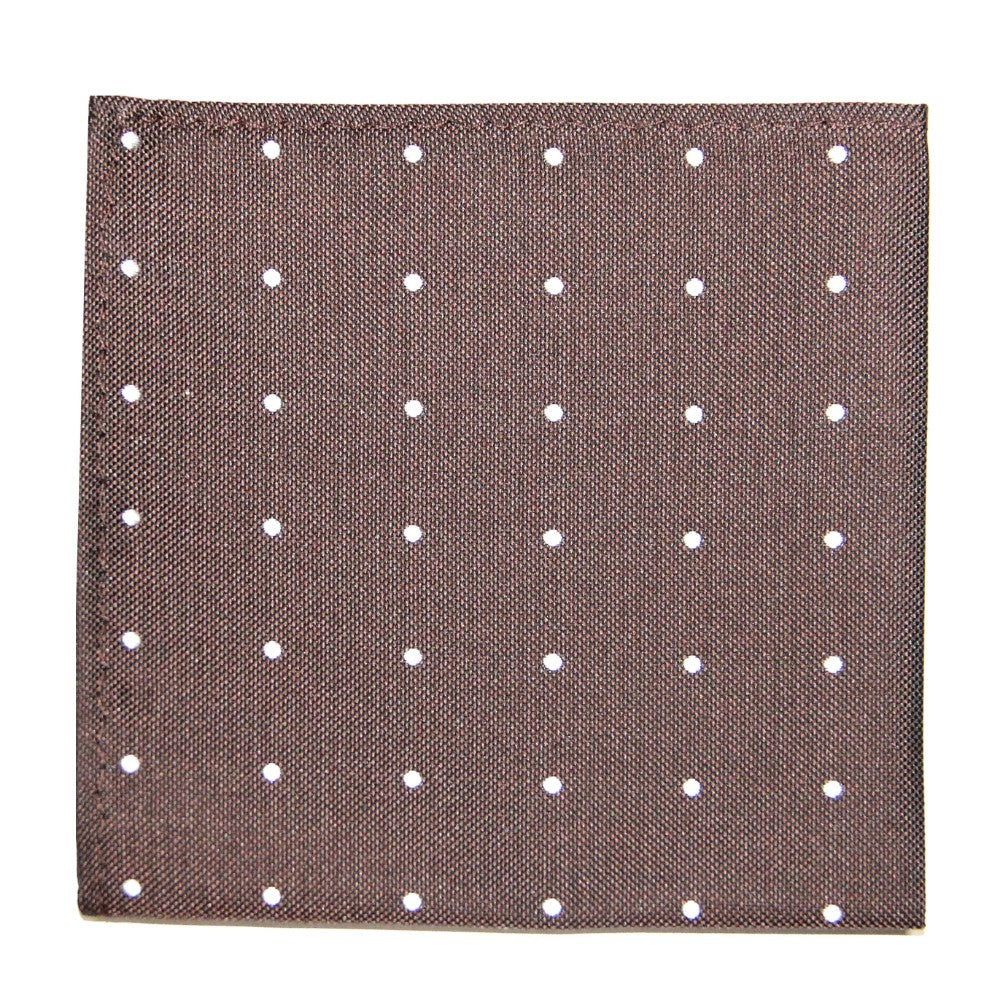 Brown White Polka Dot Business Tie & Pocket Square Set