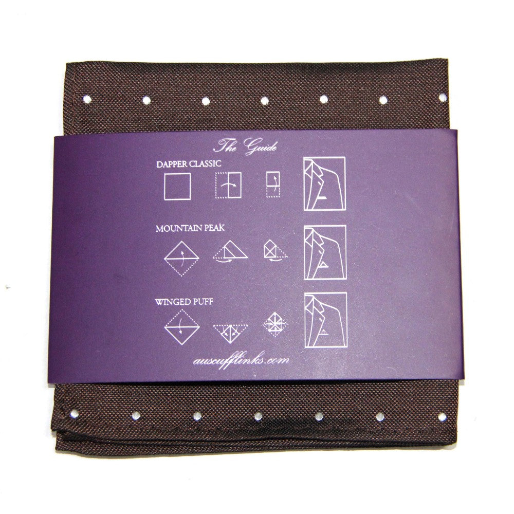 Brown White Polka Dot Business Tie & Pocket Square Set