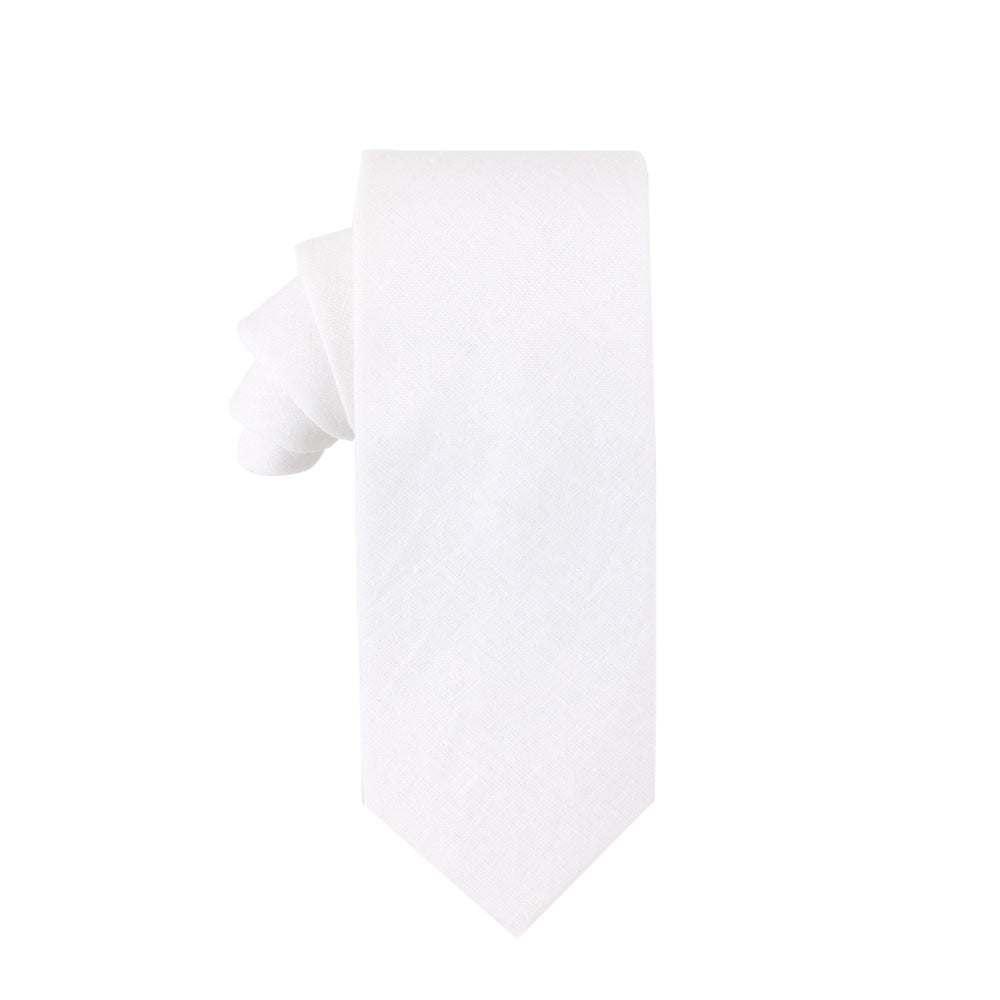 Classic White Cotton Skinny Tie & Pocket Square Set