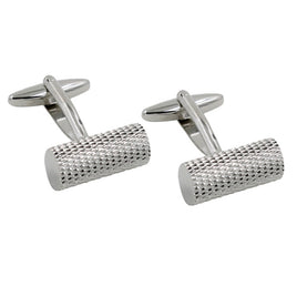 Two Cylinder Cufflinks with a polished finish on a white background.