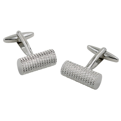 Two Cylinder Cufflinks with a polished finish on a white background.