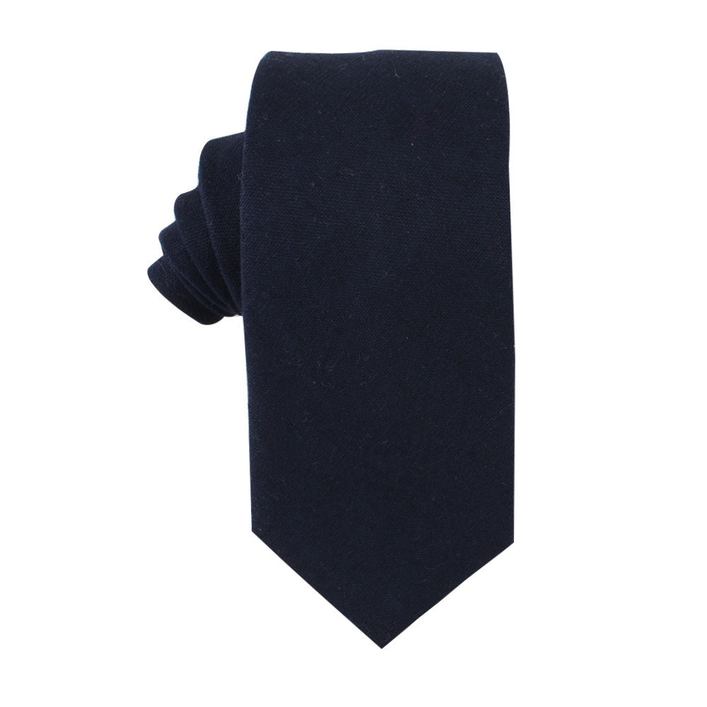 Navy Cotton Business Tie & Pocket Square Set