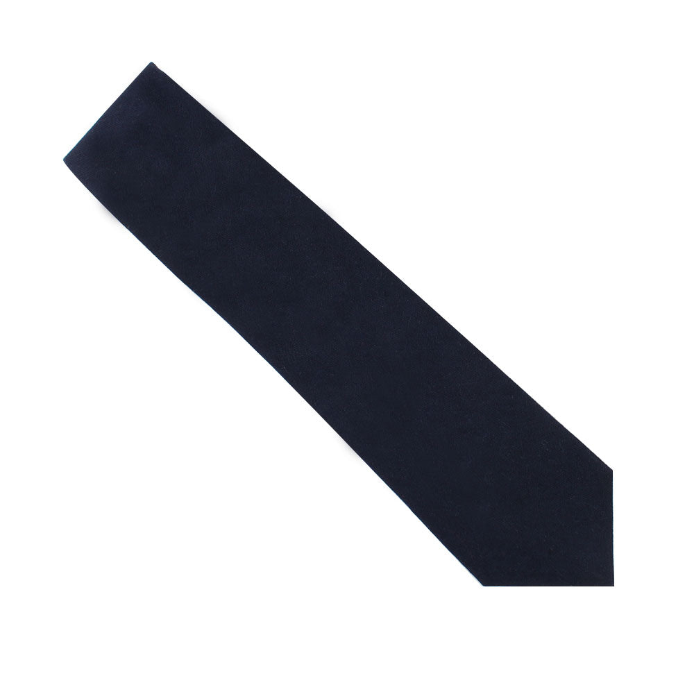 Navy Cotton Business Tie & Pocket Square Set