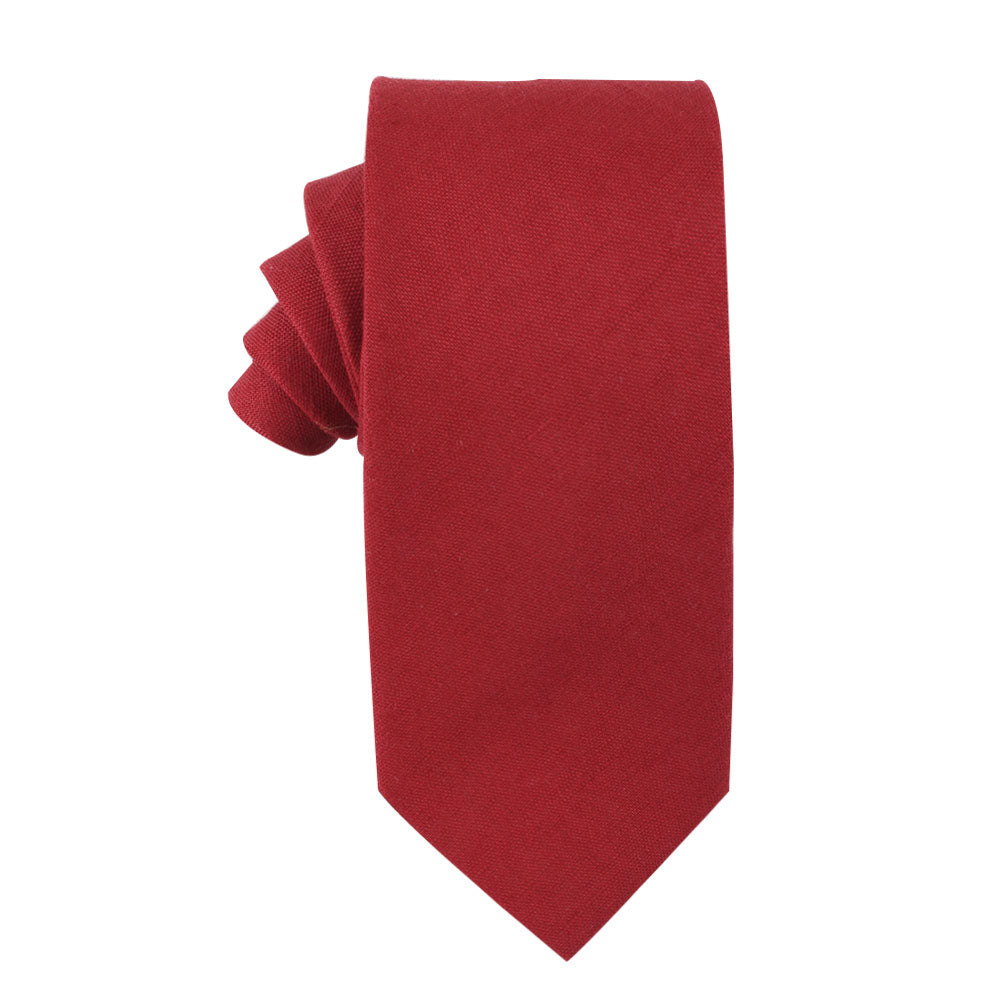 Red Cotton Business Tie & Pocket Square Set