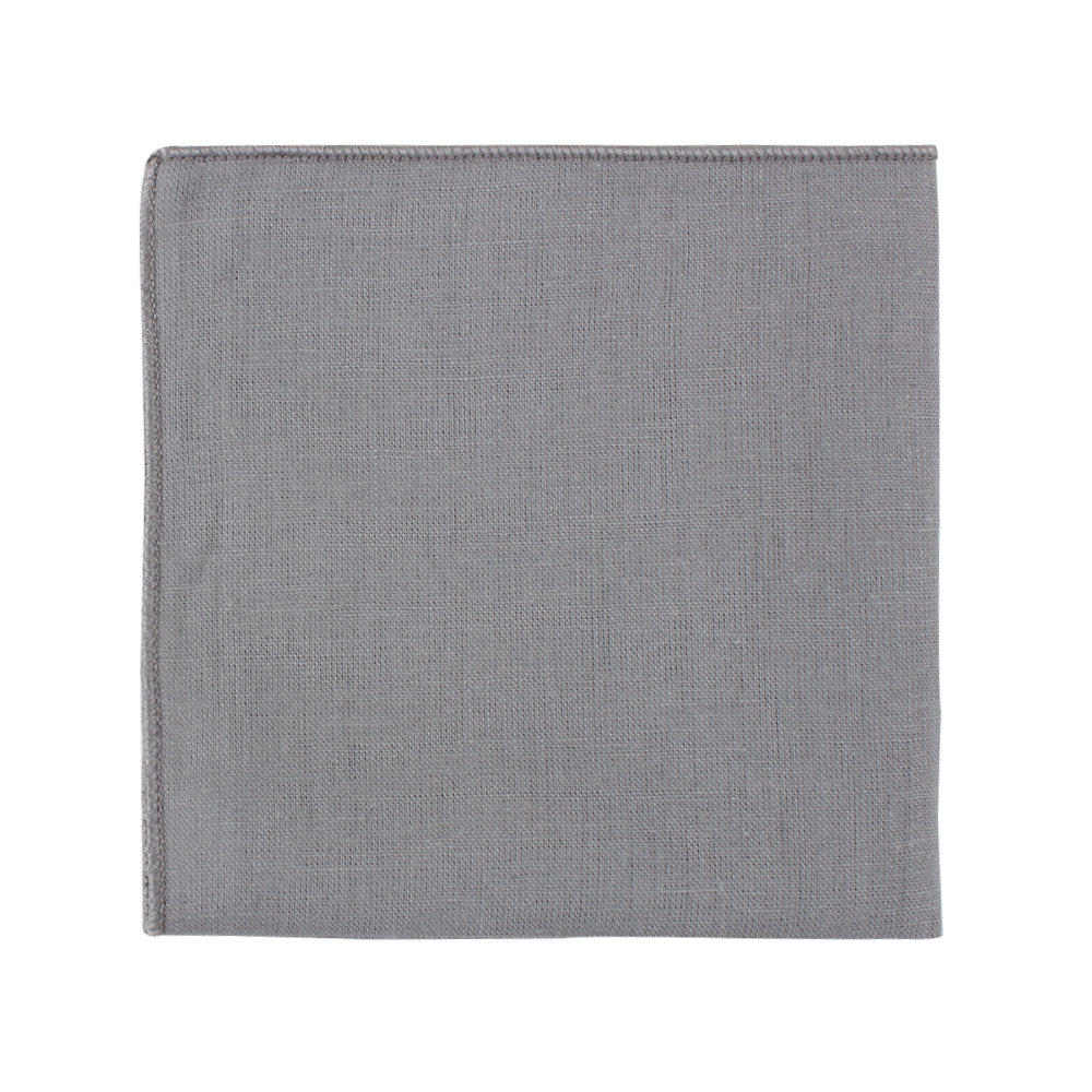 Grey Cotton Skinny Tie & Pocket Square Set