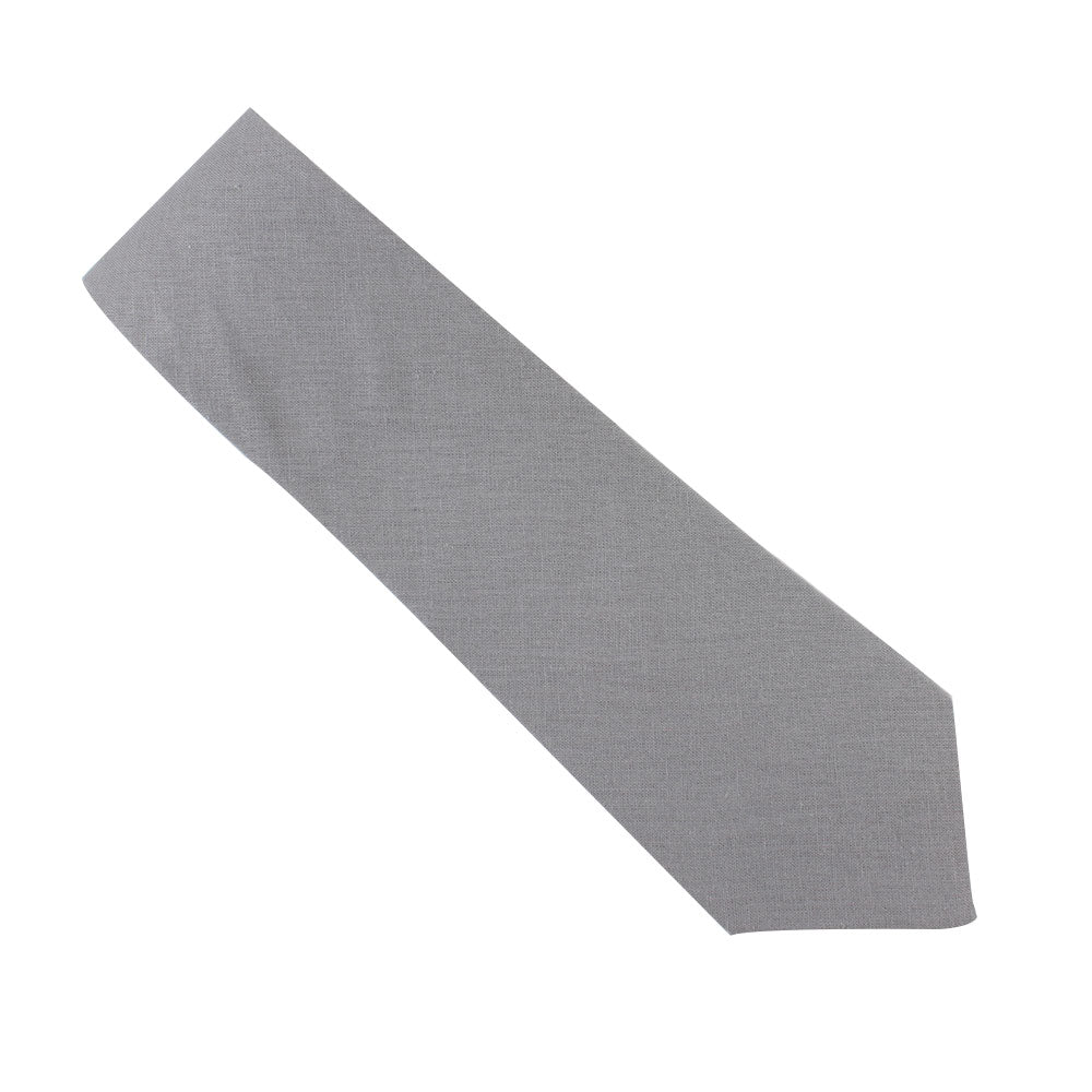 Grey Cotton Skinny Tie & Pocket Square Set