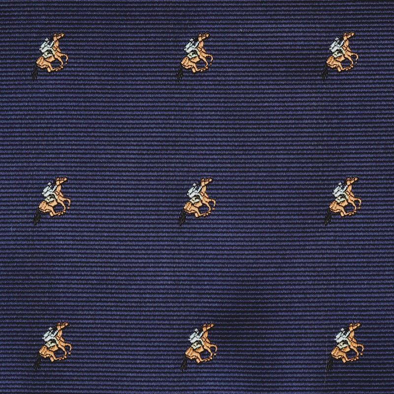 Dark blue textured fabric with embroidered tan polo players on horseback, the Horse Racing Pocket Square by AusCufflinks is the perfect Melbourne Cup or horse racing accessory.