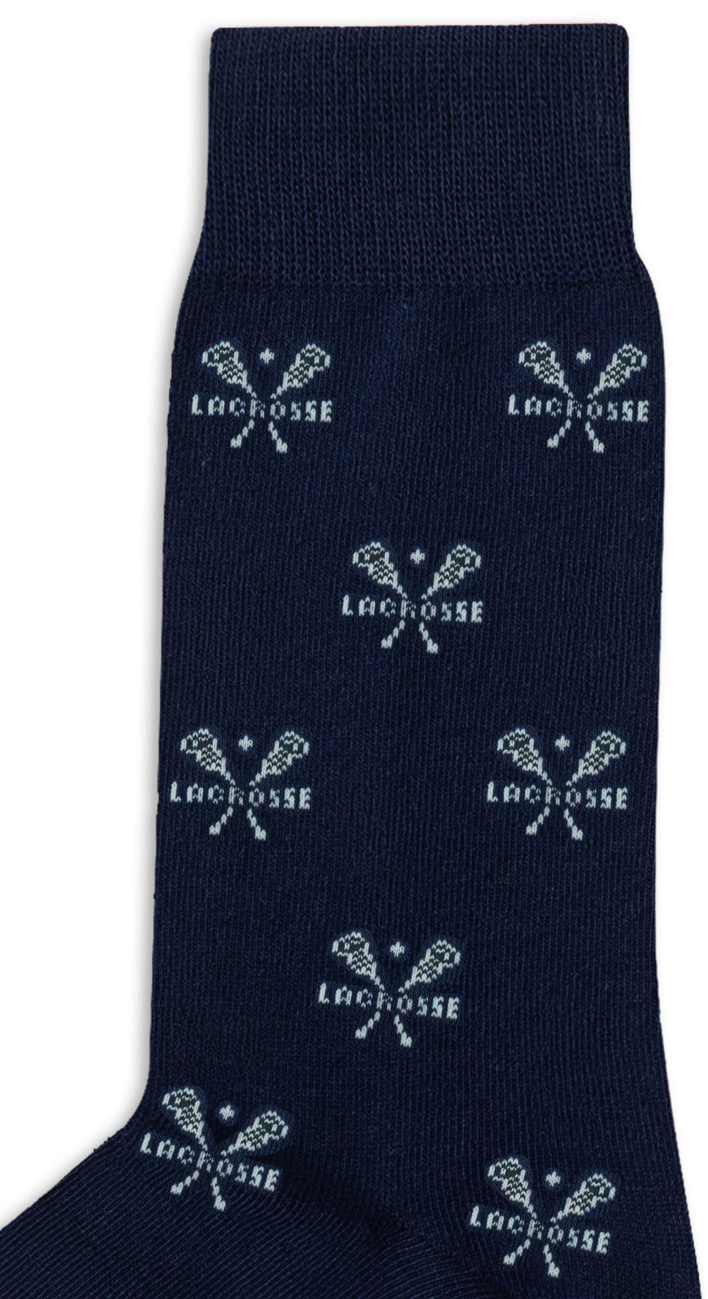 Show off your love for the game with our Ice Hockey Shot Socks (Copy)—navy blue socks featuring crossed lacrosse sticks and "LACROSSE" in white—perfect for fans of lacrosse style and Ice Hockey Socks.