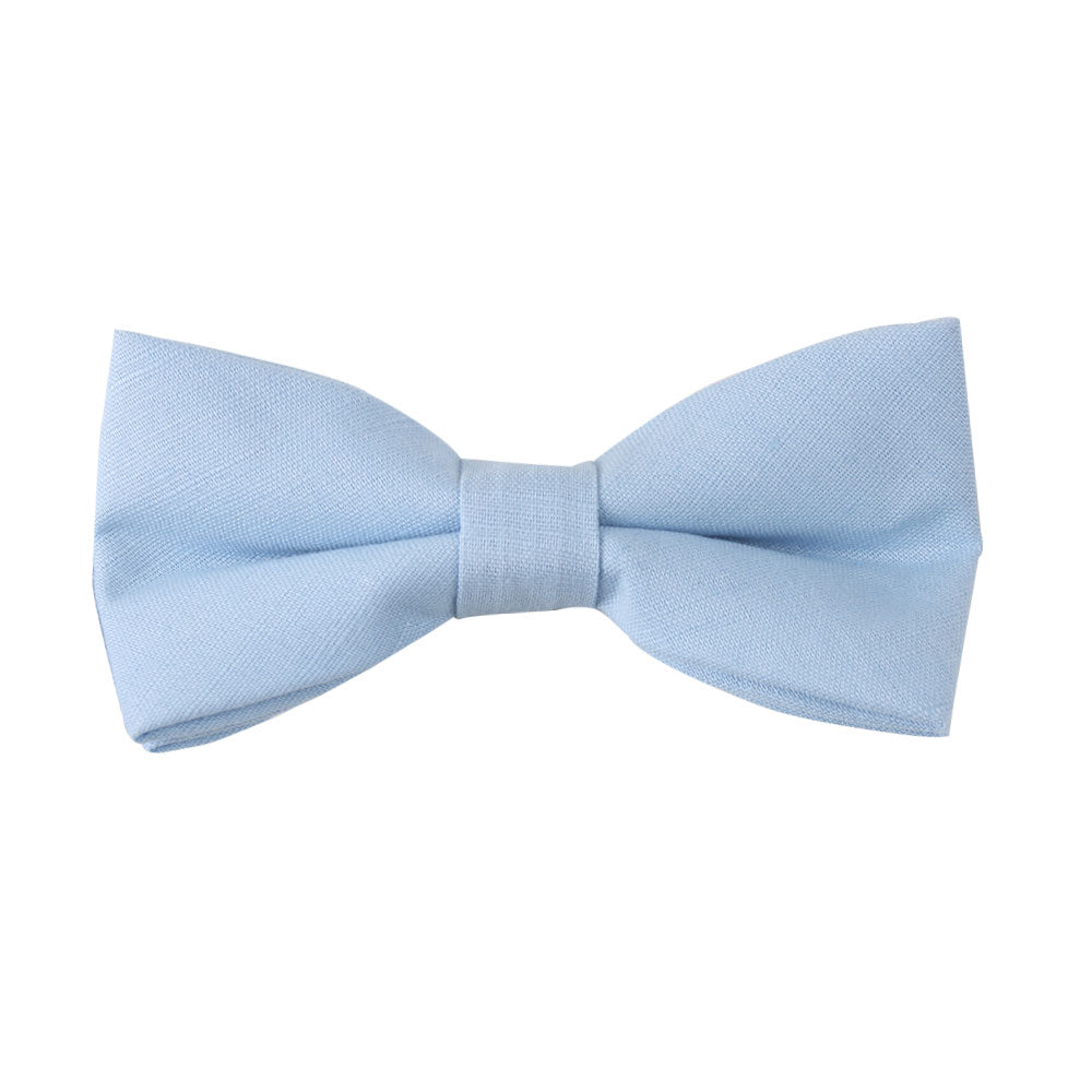 Light Blue Cotton Bow Tie & Pocket Square Set