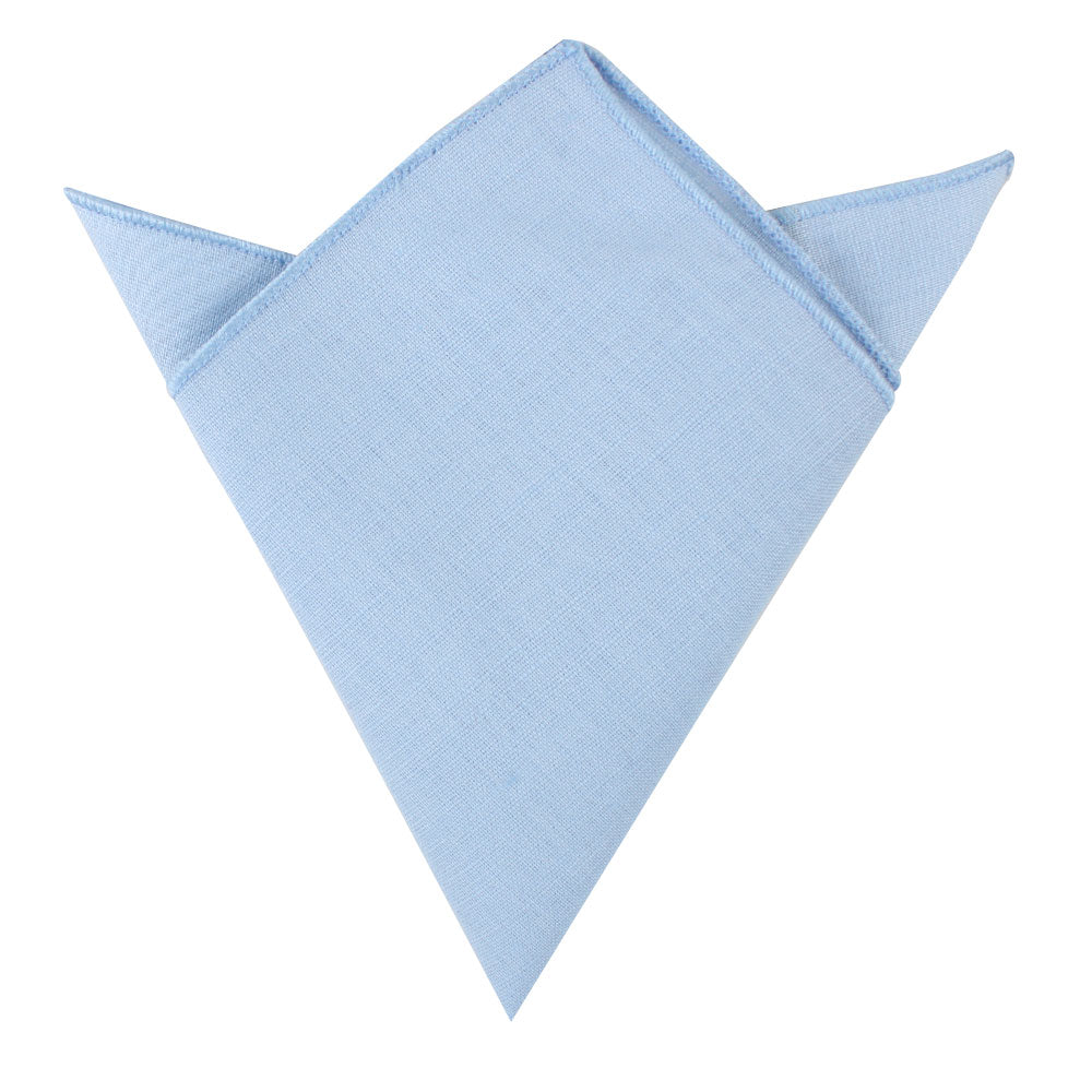 Light Blue Cotton Skinny Tie & Pocket Square Set