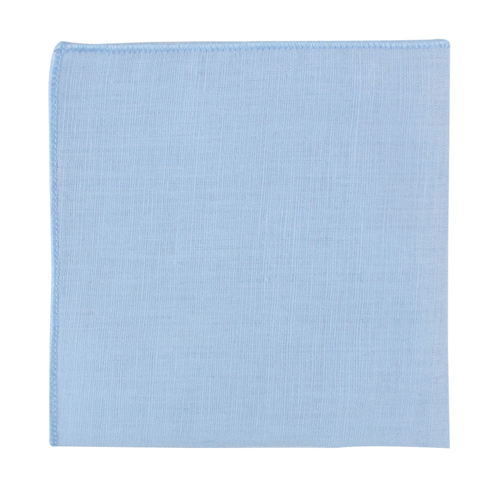 Light Blue Cotton Skinny Tie & Pocket Square Set