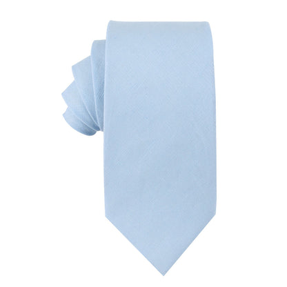 Light Blue Cotton Business Tie & Pocket Square Set