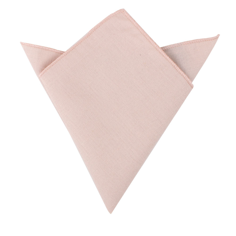 Cream Pink Cotton Bow Tie & Pocket Square Set