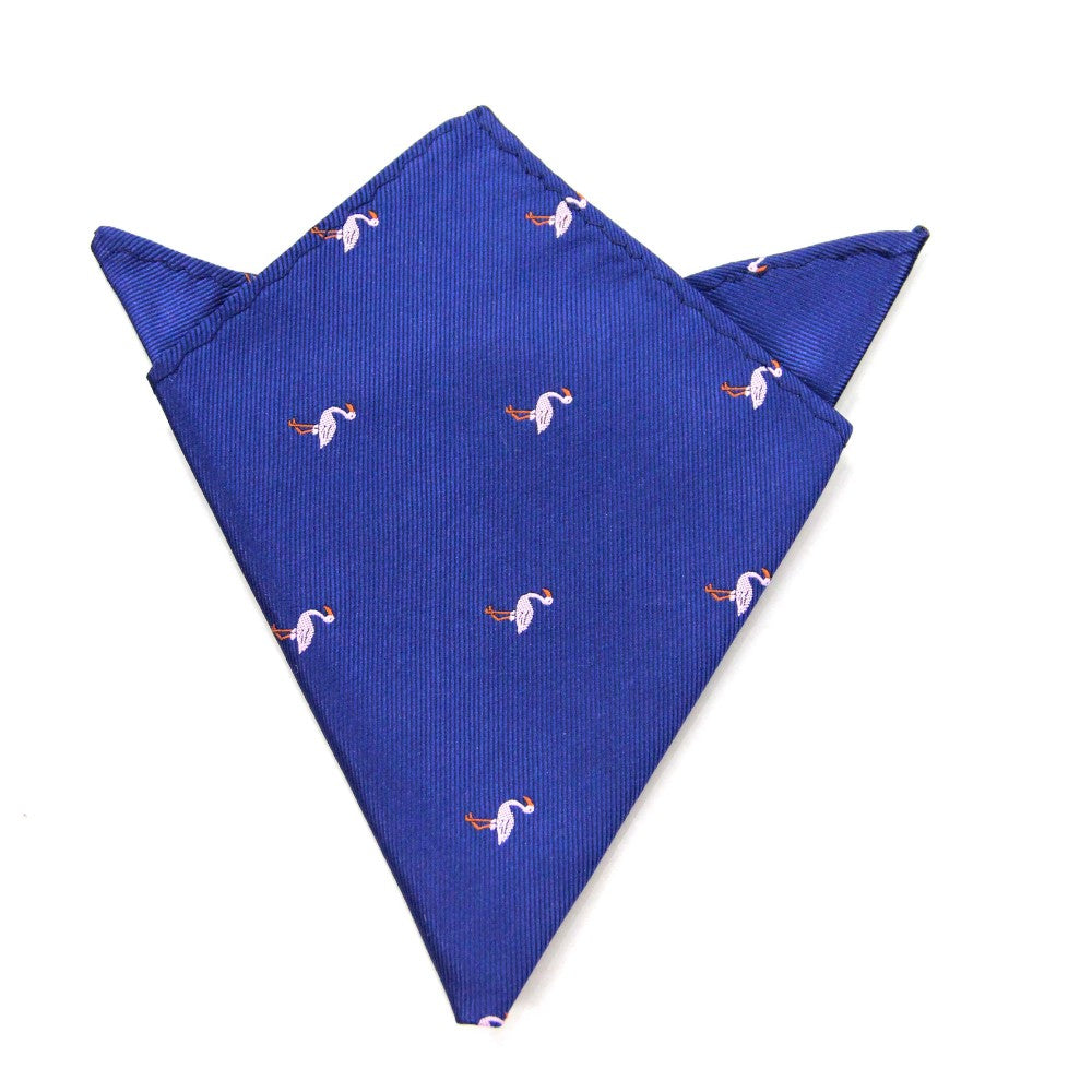 Pink Flamingo Navy Skinny Tie & Pocket Square Set