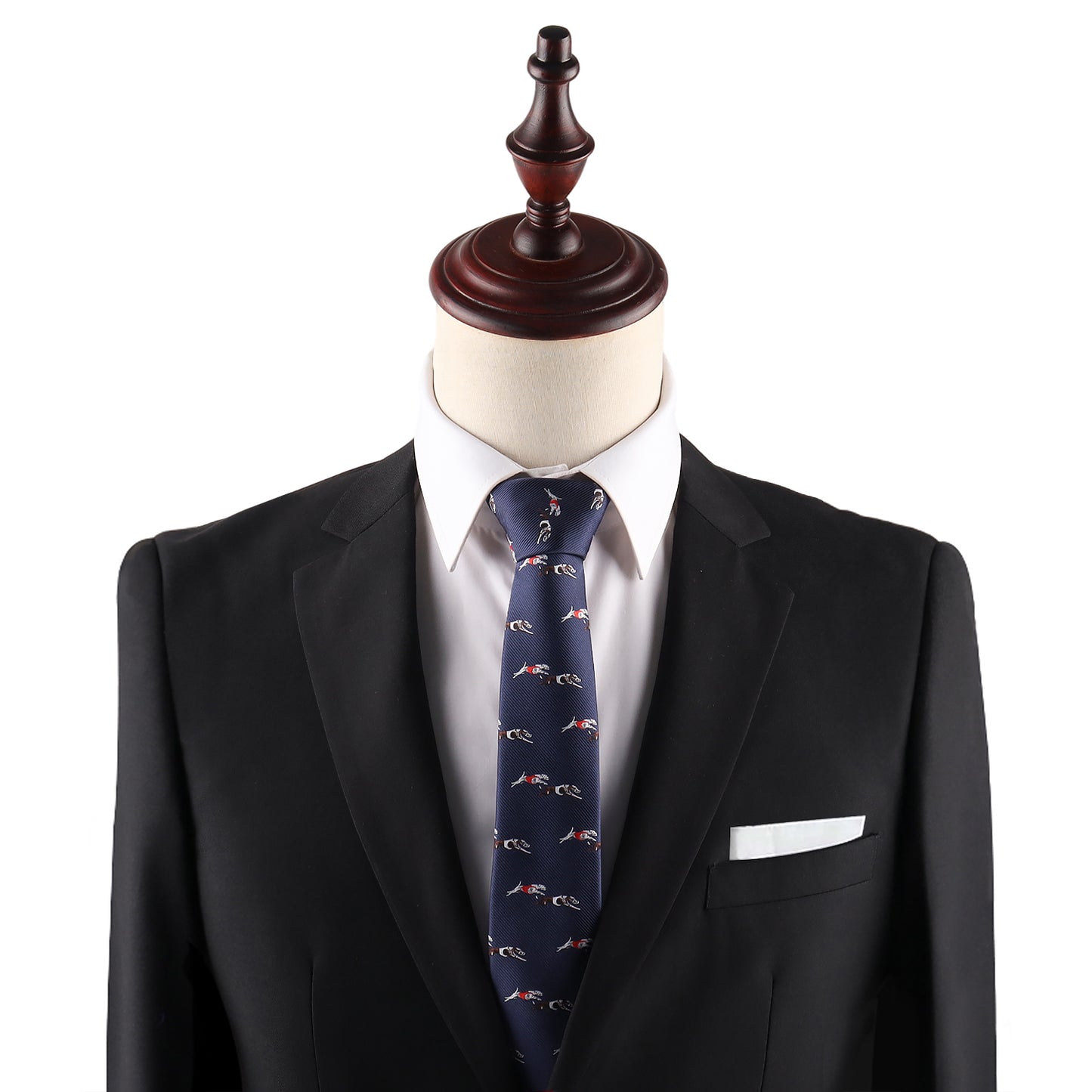 novelty greyhound racing skinny tie featuring detailed racing dog design for fans collectors and special occasions
