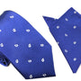 The Tear Drop Business Tie & Pocket Square Set, featuring small white paisley patterns, exudes elegance in every stitch.