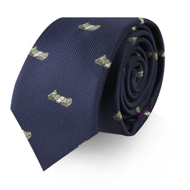 A Cash Skinny Tie with money printed on it.
