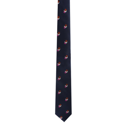 A Chocolate Skinny Tie with a rainbow design that embodies timeless elegance.