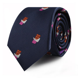 A Chocolate Skinny Tie with a luxurious pink and orange design, exuding timeless elegance.