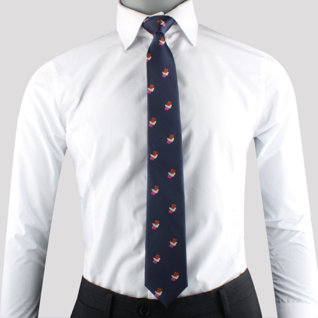 A mannequin displaying timeless elegance in a Chocolate Skinny Tie and shirt.