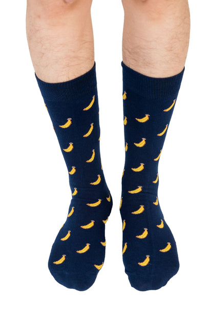 A pair of blue Banana Socks.