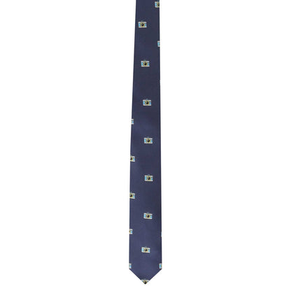 A Camera Skinny Tie with a blue flower on it that captures attention.