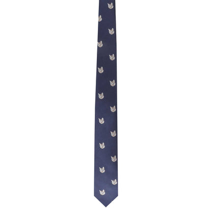 A Cat Skinny Tie with a white owl on it for a touch of elegance.