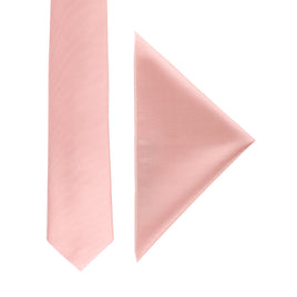 Rose Gold Skinny Necktie and Pocket Square Set