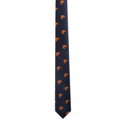 A Croissant Skinny Tie with an orange cat on it, perfect for adding a pop of style to your daily fix.