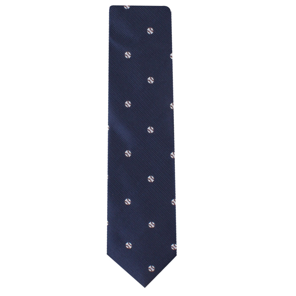 A Baseball Skinny Tie with white flowers and elegance on it.