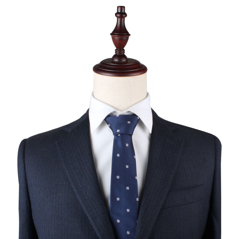 An elegant mannequin wearing a Baseball Skinny Tie.