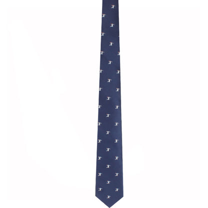 A Basketball Dunk Skinny Tie with elegant white birds on it.