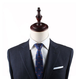 A Racing Car Skinny Tie adorns a mannequin dummy, exuding an air of harmony.