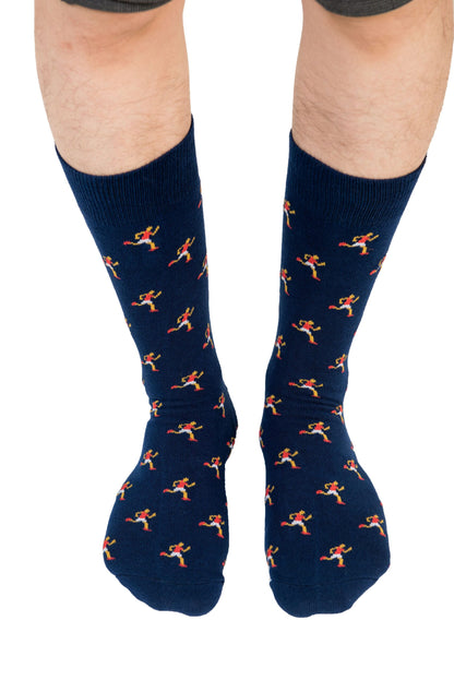 A pair of Athletics Socks with a monkey design.