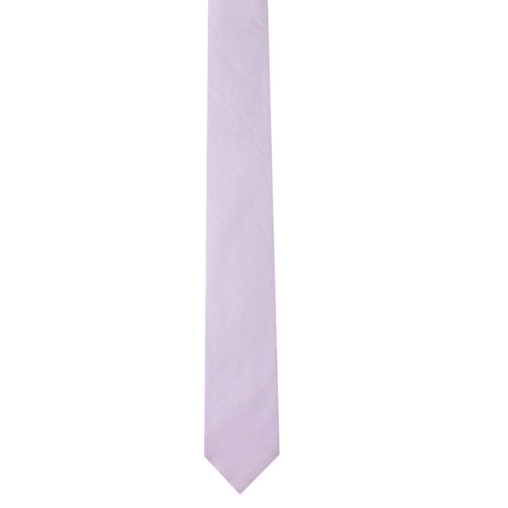 A blush purple skinny tie on a white background.