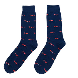 Step up your sock game with a pair of Racing Car Socks adorned with trendy red and blue stripes.