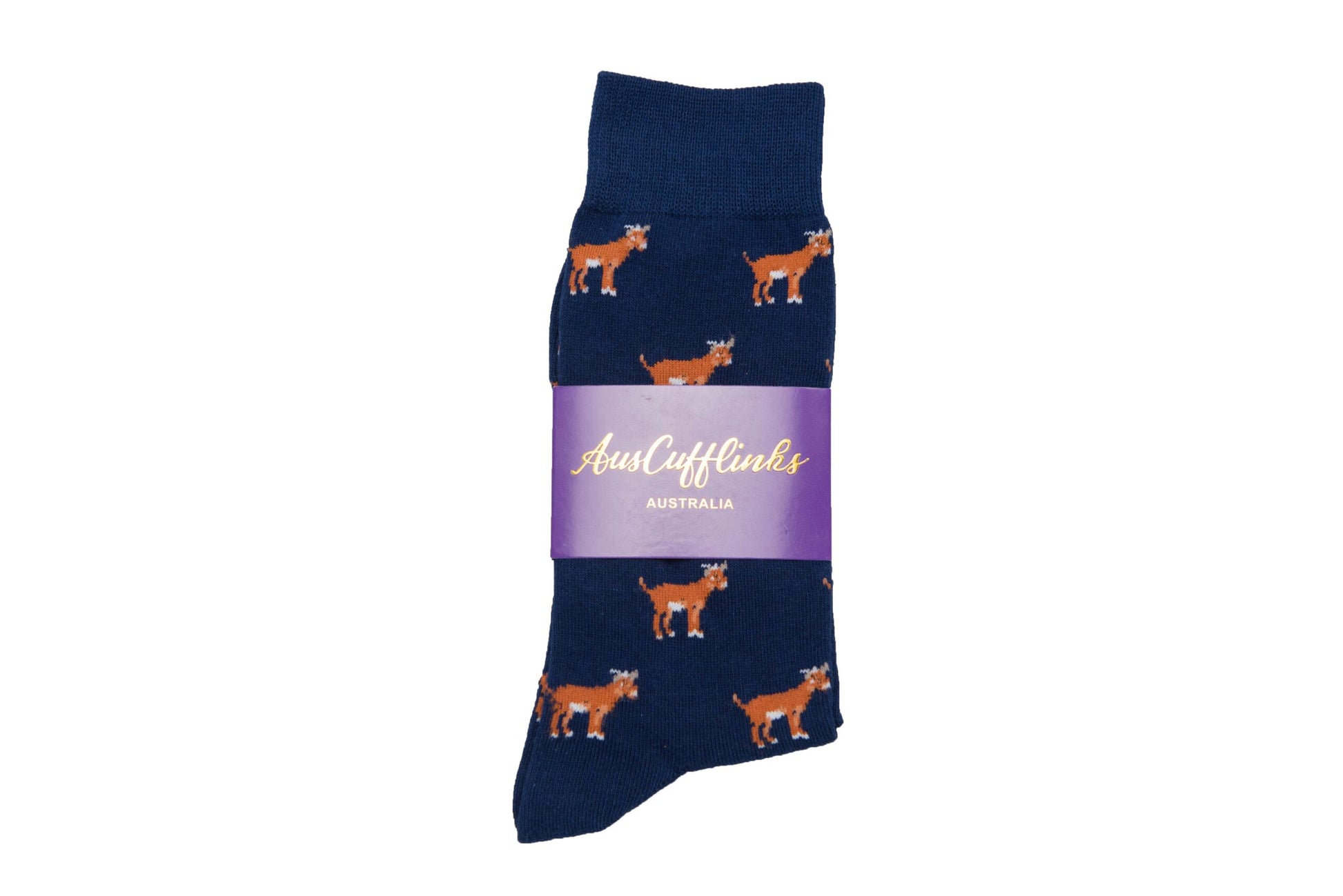 A pair of Goat Socks with goats on them.