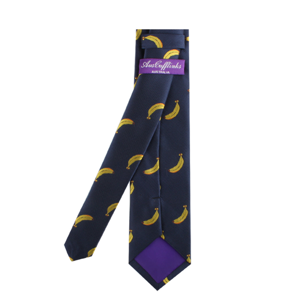 A **Banana Skinny Tie** with bananas on it.
