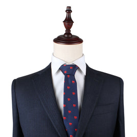 A **Boxing Skinny Tie** suit with a red tie on a mannequin dummy.