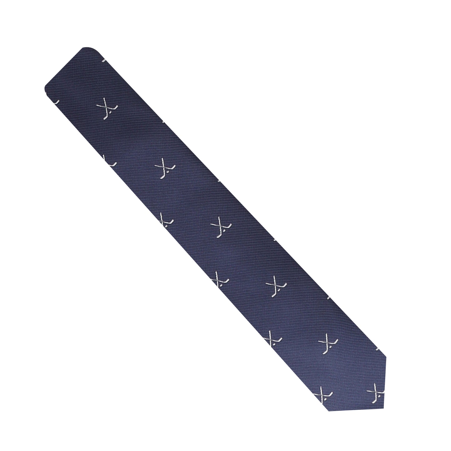 A stylish Crossed Ice Hockey Skinny Tie in blue, earning you some style points.
