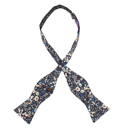 Navy Multi Floral Self Tie Bow Tie