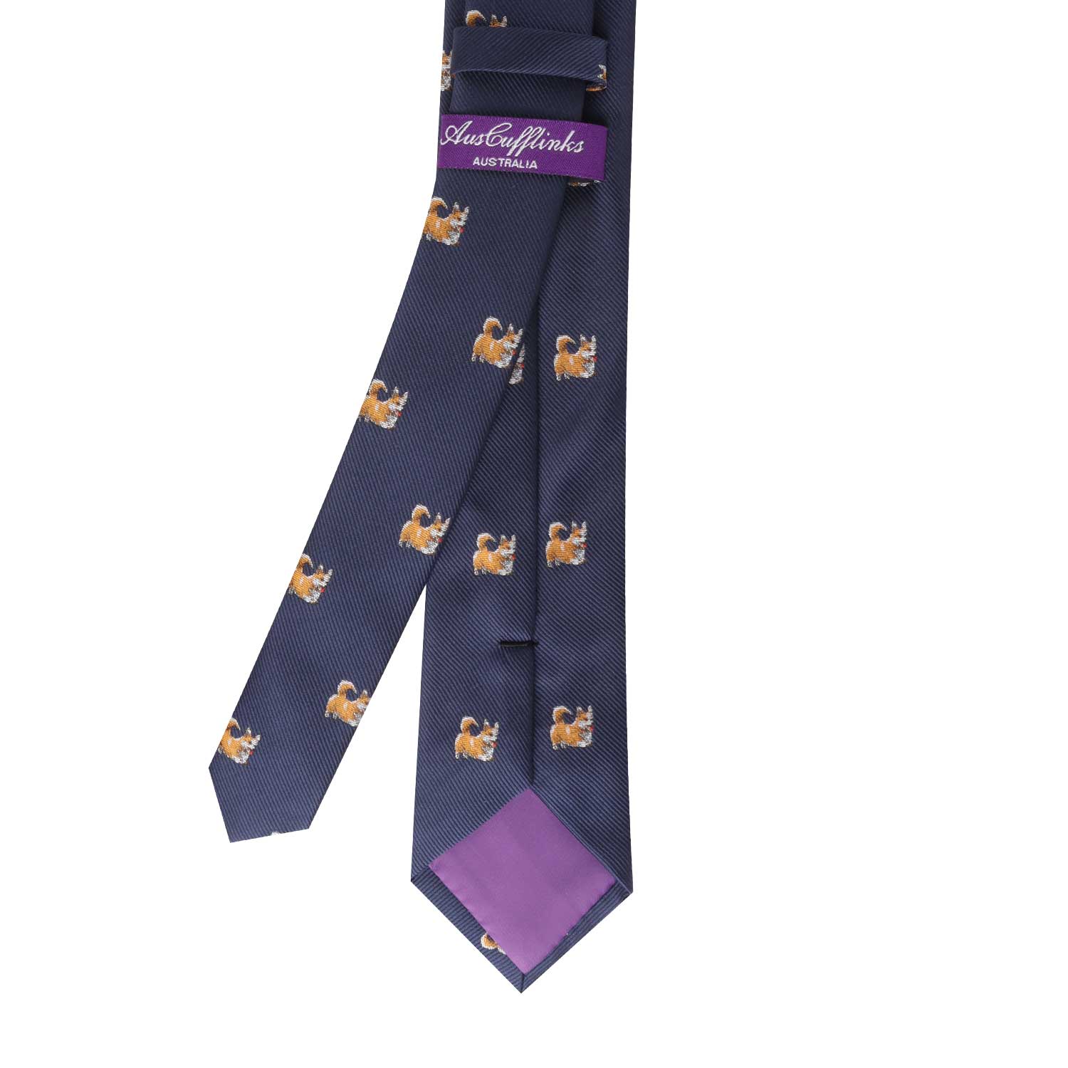 A necktie with charming corgi dogs on it.