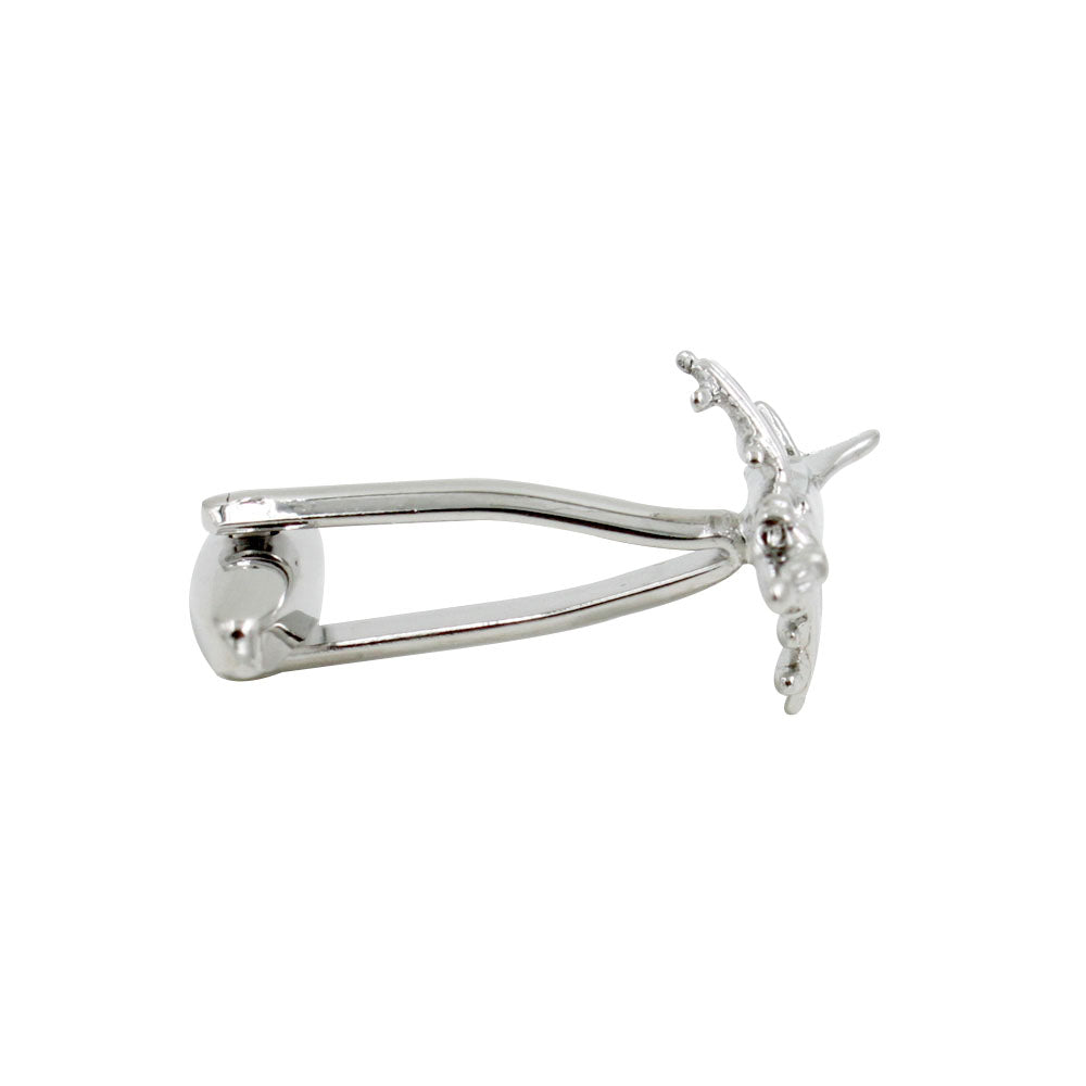 The Fighter Jet Cufflinks are a unique silver-colored gift for aviation enthusiasts, elegantly capturing high-flying style with their jet shape.