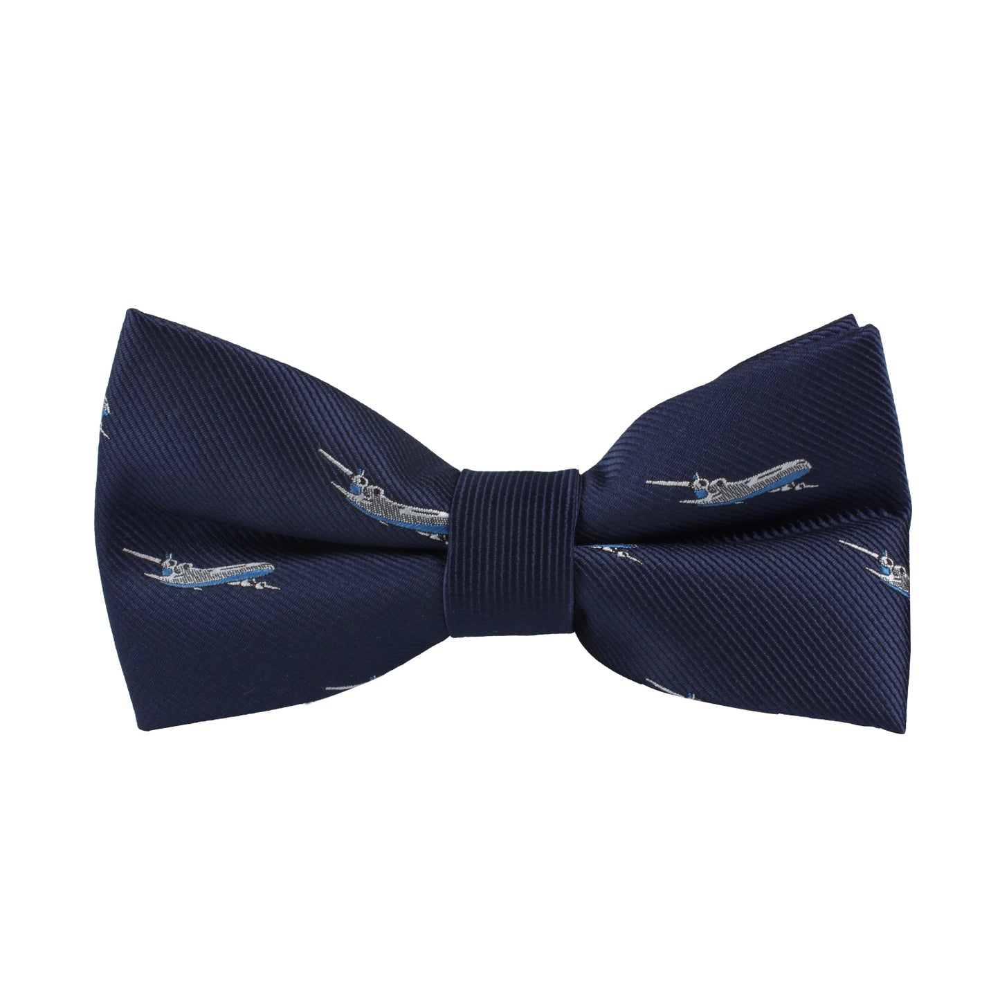 A fashion-forward Aeroplane Bow Tie featuring a high-flying plane design.