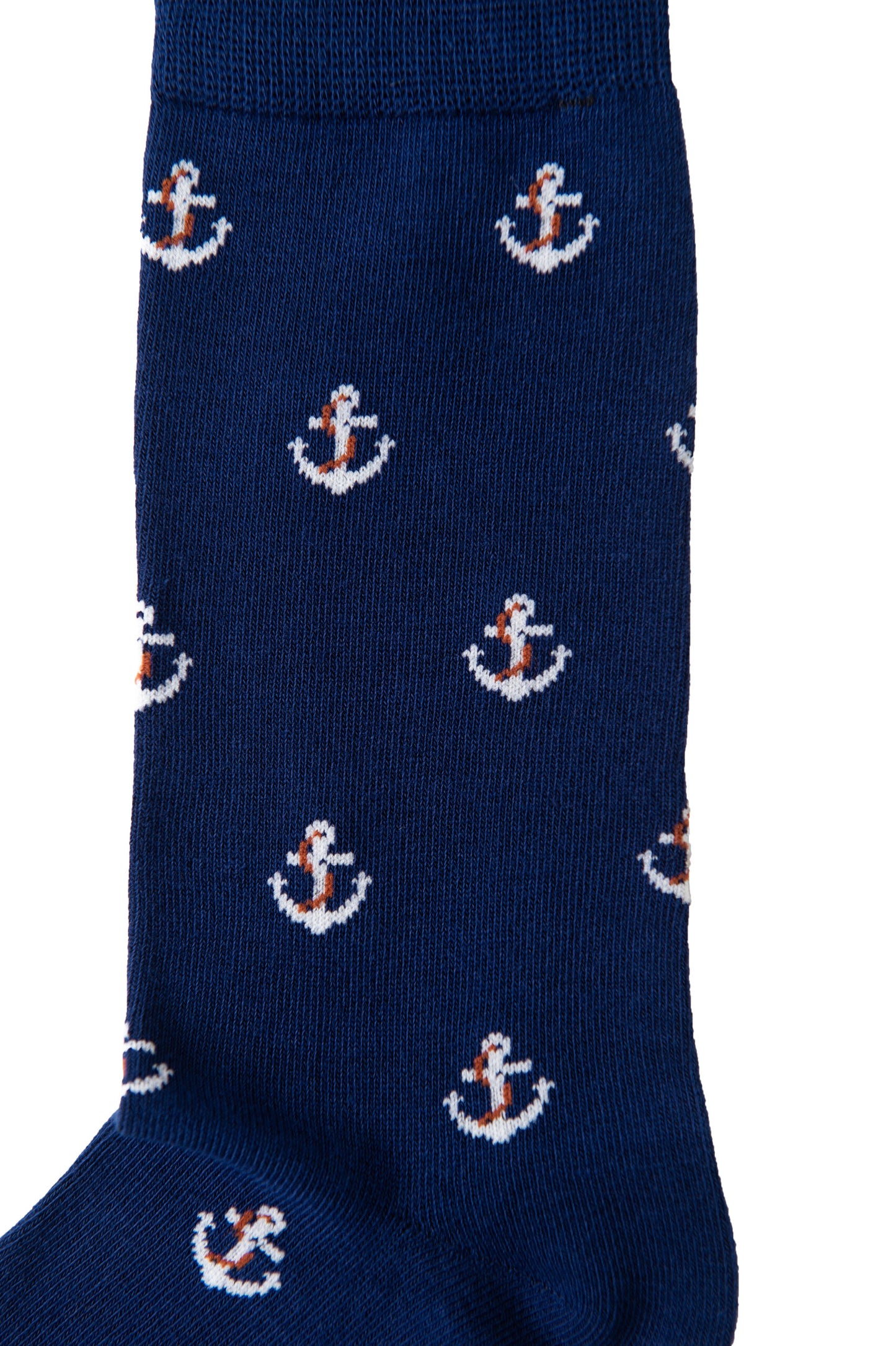 Anchor Socks: A blue sock with white anchor design.