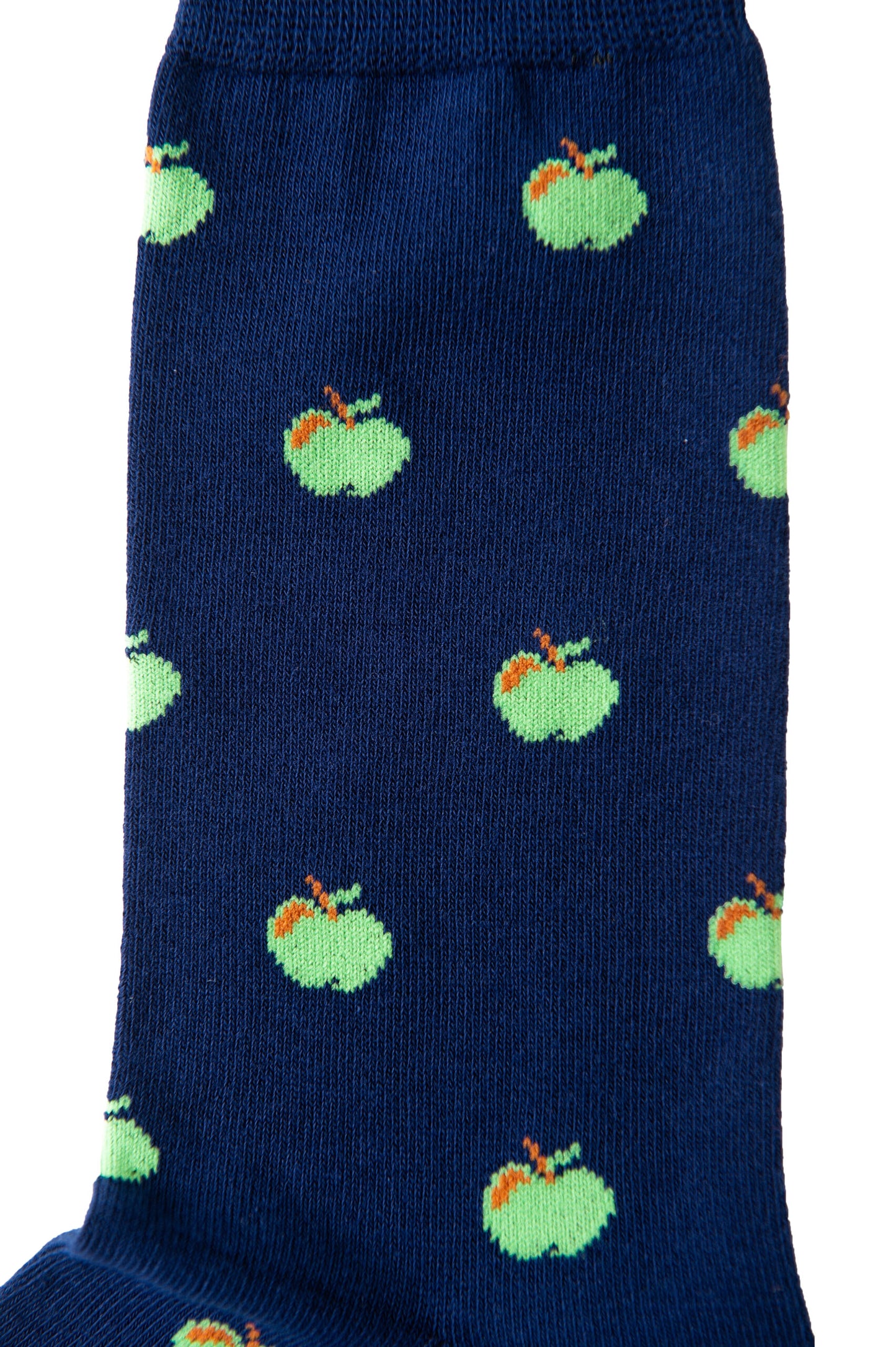An Apple Sock with green apples on it.
