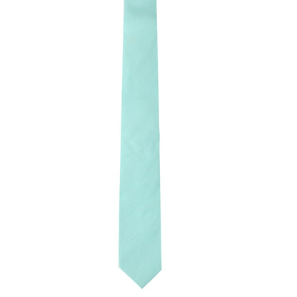 A cool Aqua Skinny Necktie and Pocket Square Set on a white background.